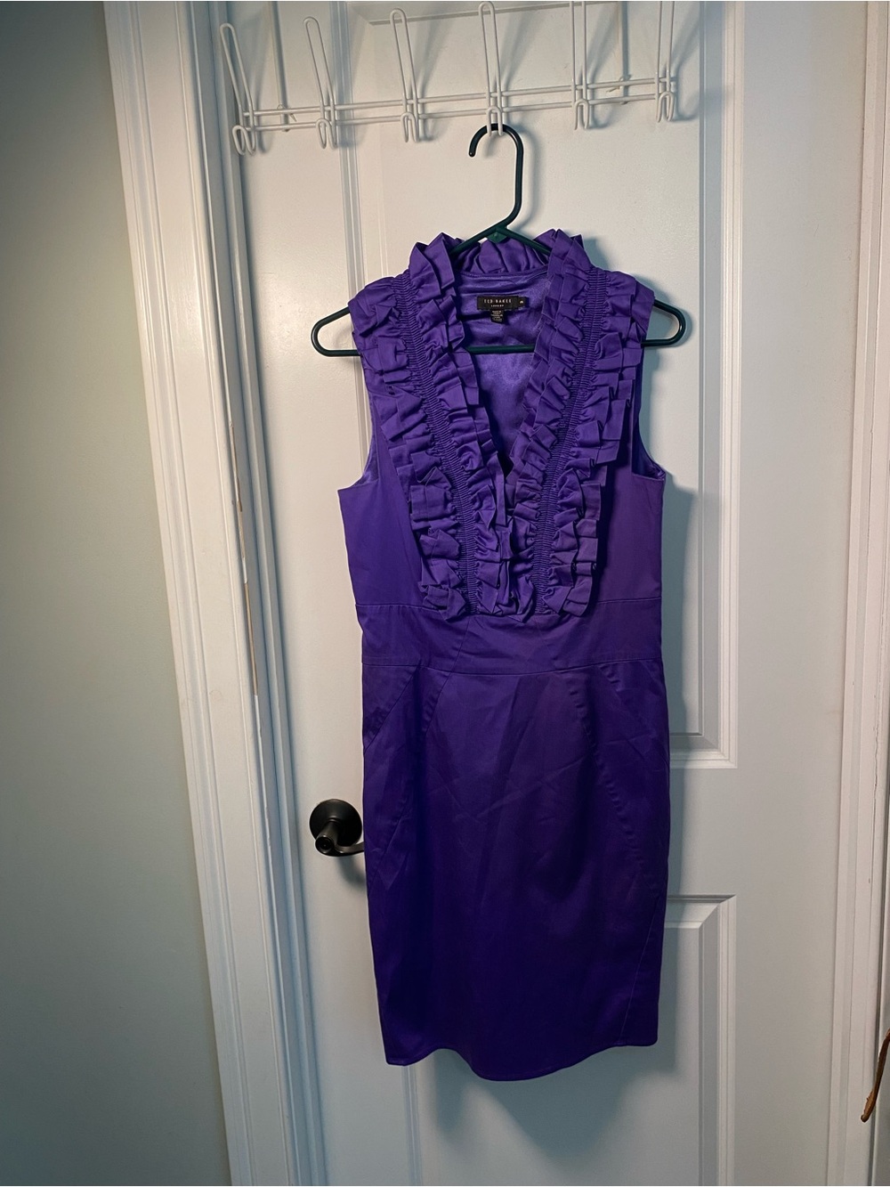 Ted Baker Purple Ruffle-Trim Sheath Dress Women’s 8